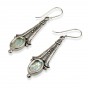 Long Silver Earrings with Roman Glass Circles
