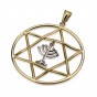 Star of David Disc Pendant with Menorah in 14k Two-Tone Gold