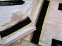 Tallit in White & Black with Gold Pattern by Galilee Silks