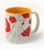 Ceramic Mug with Kalanit Design in White and Inner Yellow