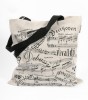 Canvas Tote Bag with Music Notes in Black and White