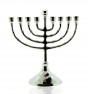 Hanukkah Menorah with Traditional Design and Small Orb in Silver