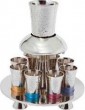 Hammered Kiddush Fountain with Colored Cups- Yair Emanuel