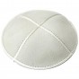 Suede Off-White Kippah with Four Sections in 17 cm