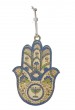 Hamsa with Menorah in Gray and Beige Plated in Gold