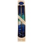 Blue, White and Turquoise Wax Shabbat Candles by Safed Candles