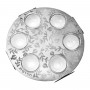 Round Seder Plate in Stainless Steel with Glass Saucers and Pomegranates