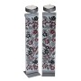 Dorit Judaica Shabbat Candlesticks With Floral Design (Gray, Red and Black)
